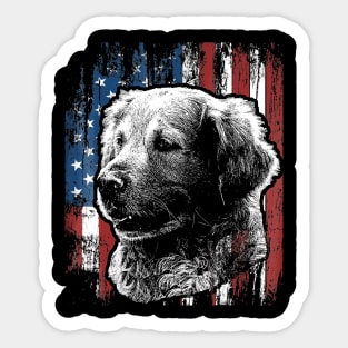 Golden Retriever 4Th Of July American Flag Sticker